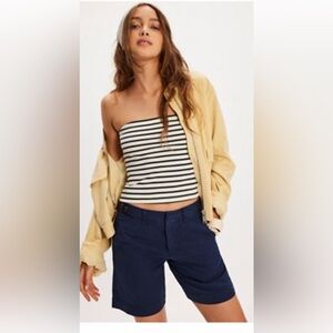 Free People Navy Riverside  Bermuda Shorts